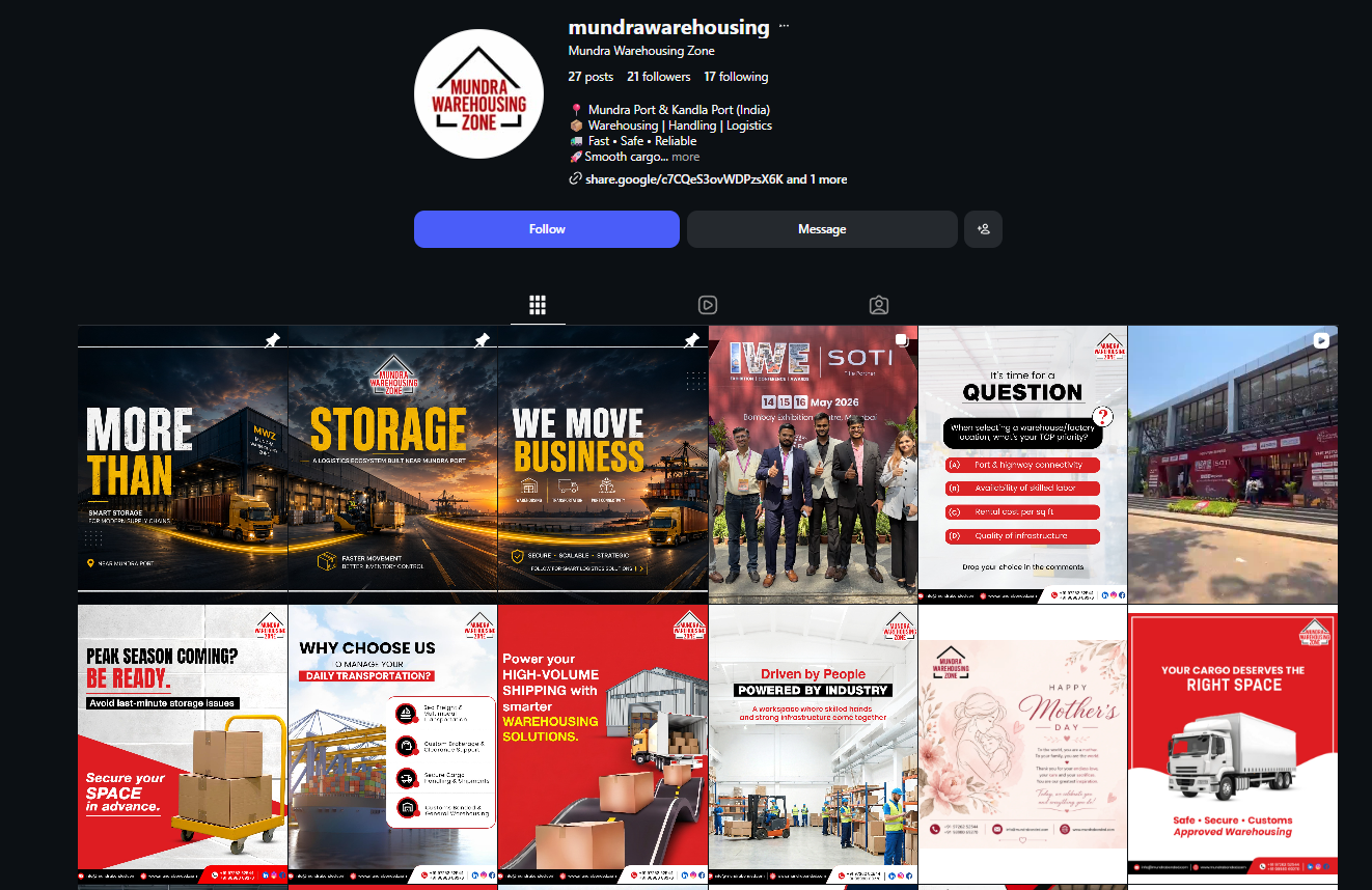 Mundra Warehousing Instagram